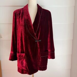 Vintage Tommy Hilfiger Red Velvet Smoking Jacket size 8